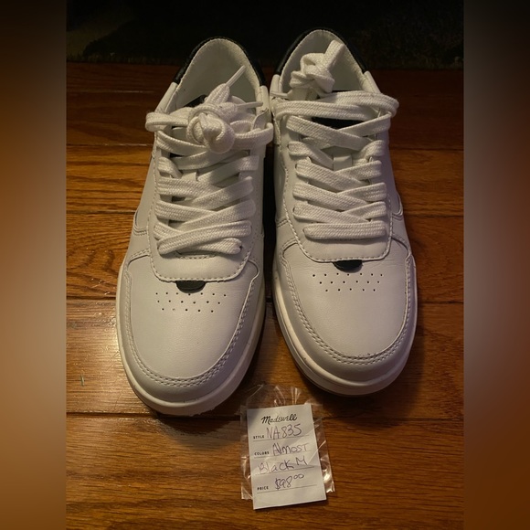 Madewell Court Sneakers in White and Black Leather - Picture 7 of 8